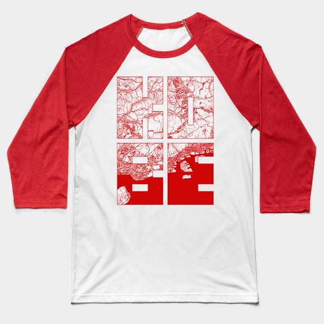 Kobe, Japan City Map Typography - Oriental Baseball T-Shirt by deMAP Studio